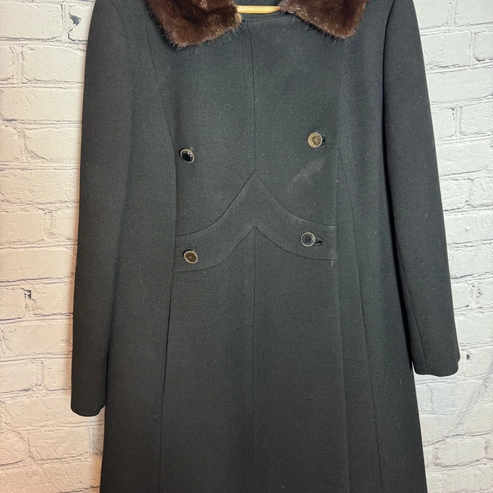 Vintage John T. Shayne Stegari Women’s Virgin Wool Fur Trimmed Coat size M/L - Picture 5 of 16